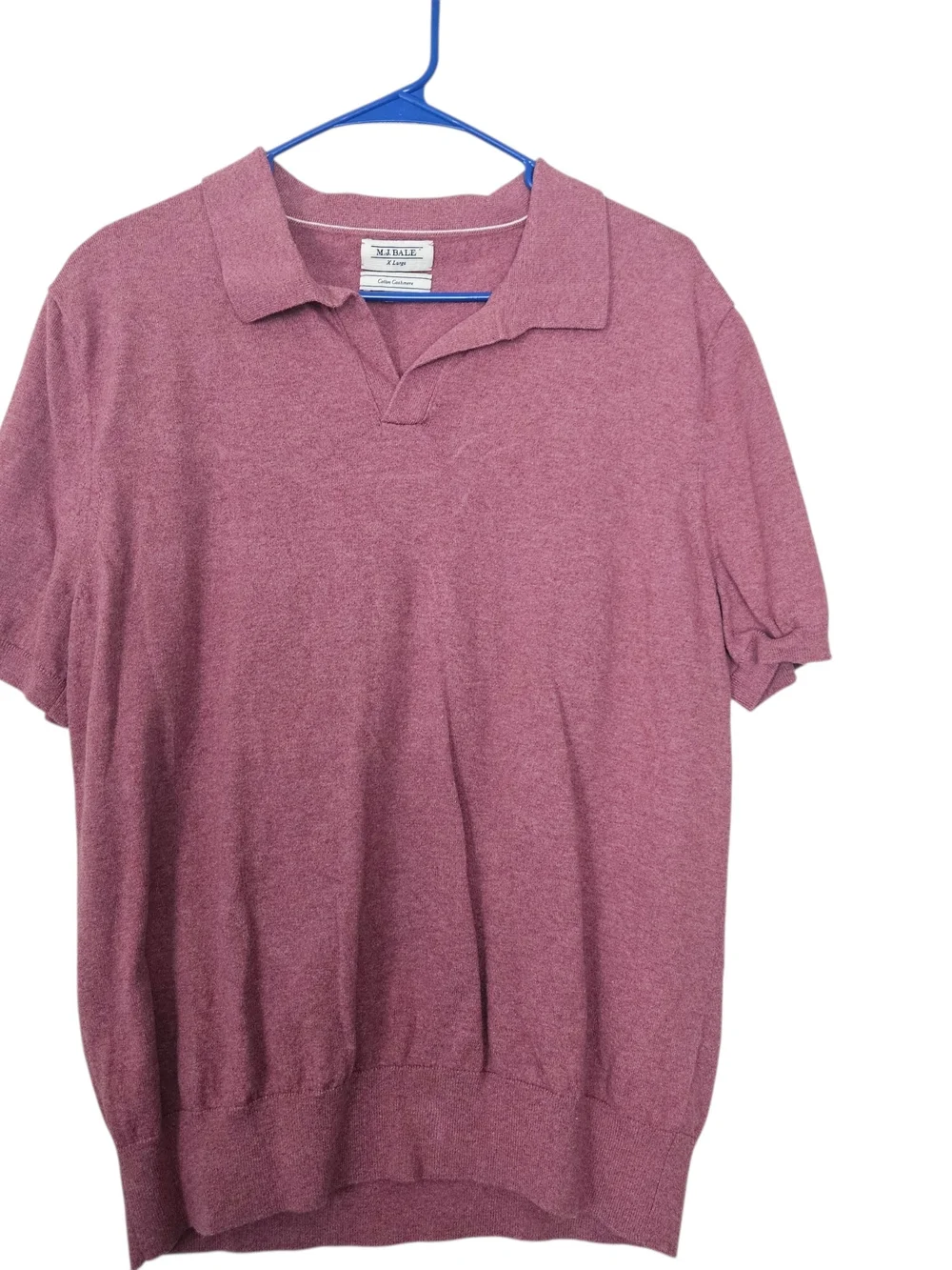 M.J. Bale Short Sleeve Polo in Heathered Rose Size XL